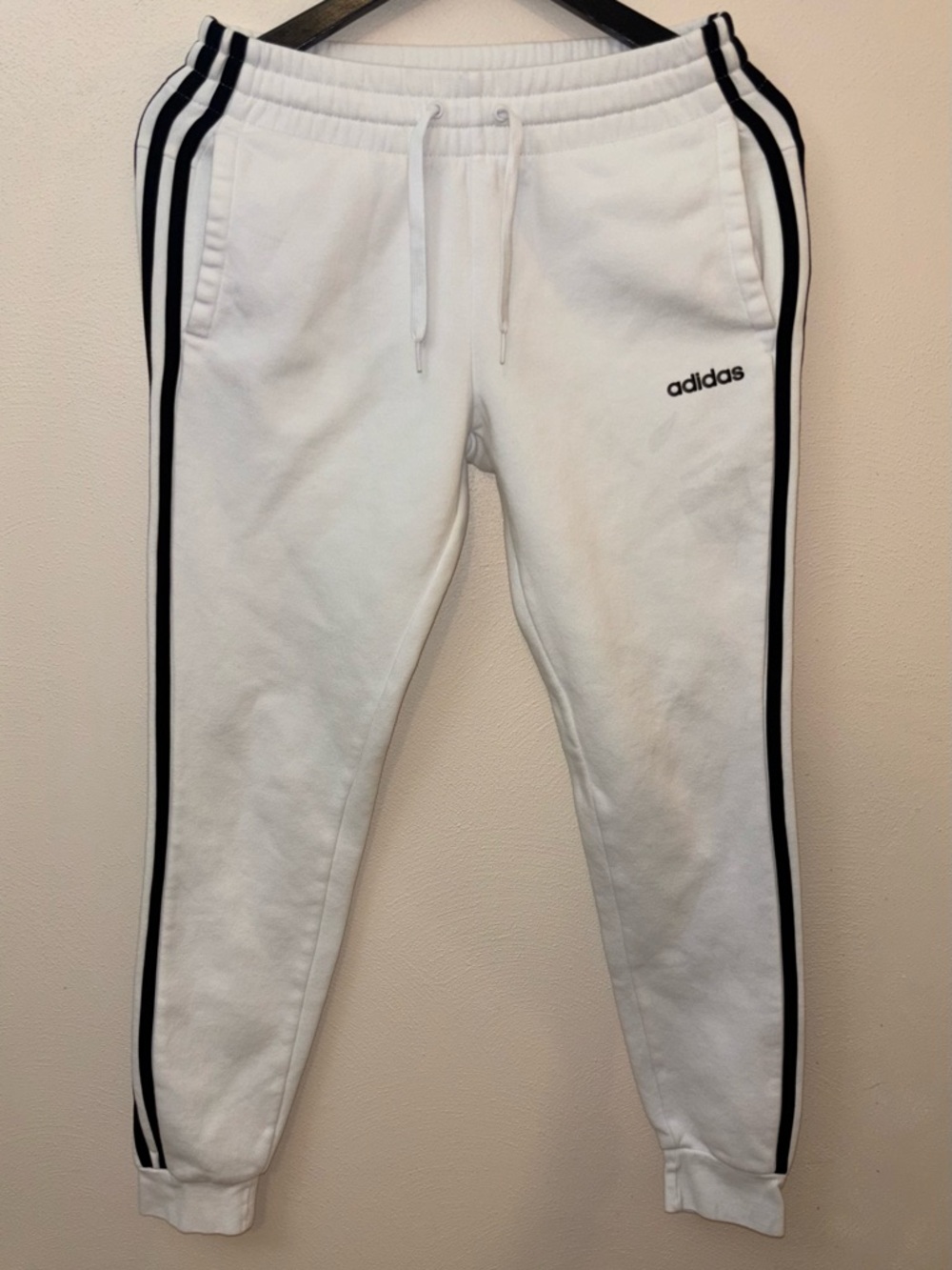 Adidas Woman’s White Track Joggers with Black Side Stripes